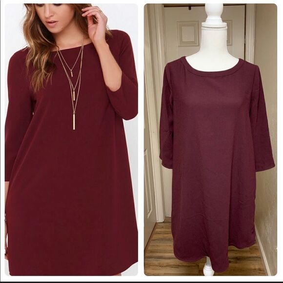 BB DAKOTA Maroon Shift Dress - Picture 1 of 6
